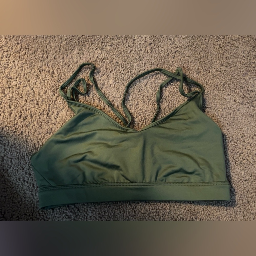 OLD NAVY Active Cross-back Olive Green Sports Bra MEDIUM